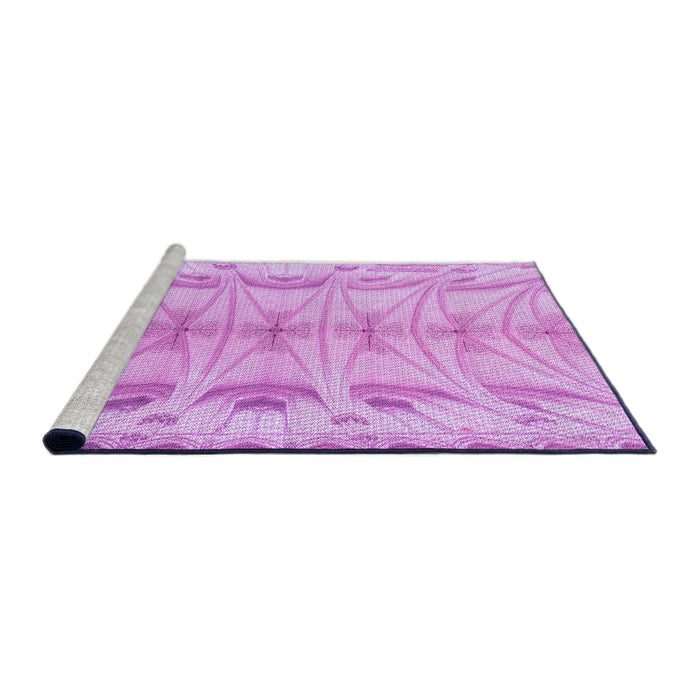 Sideview of Machine Washable Transitional Blossom Pink Rug, wshpat3931pur