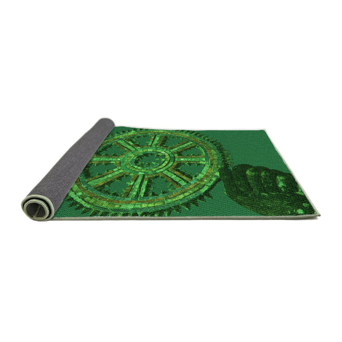 Thickness of Patterned Deep Emerald Green Rug, pat3934grn