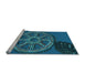 Sideview of Machine Washable Transitional Deep Sky Blue Rug, wshpat3934lblu