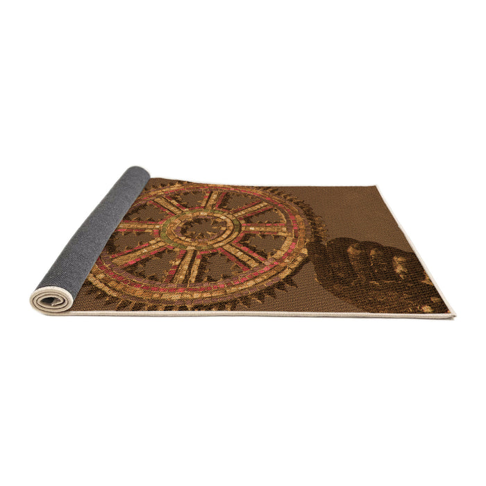 Thickness of Patterned Red Brown Rug, pat3934org