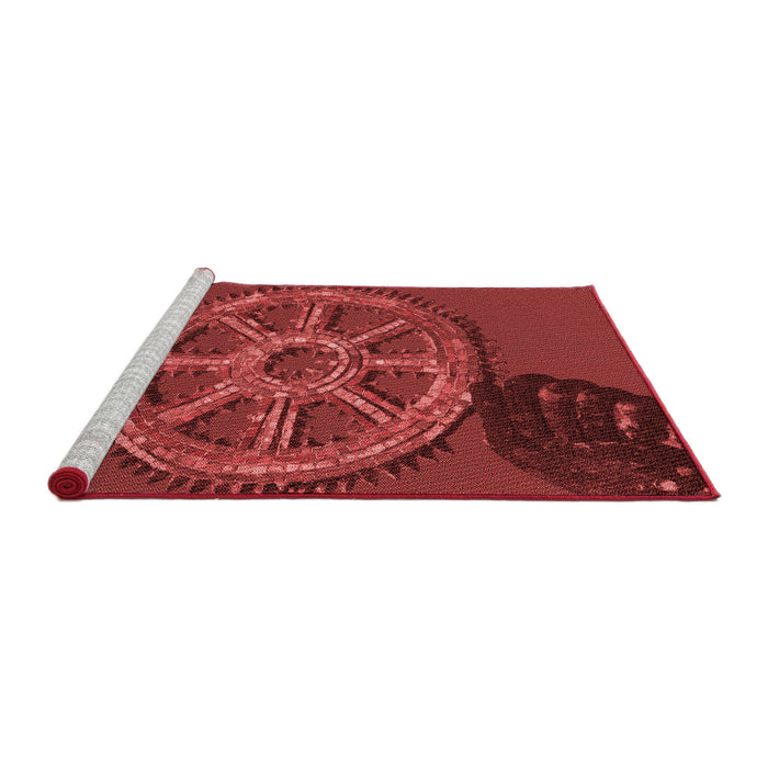 Sideview of Machine Washable Transitional Tomato Red Rug, wshpat3934rd