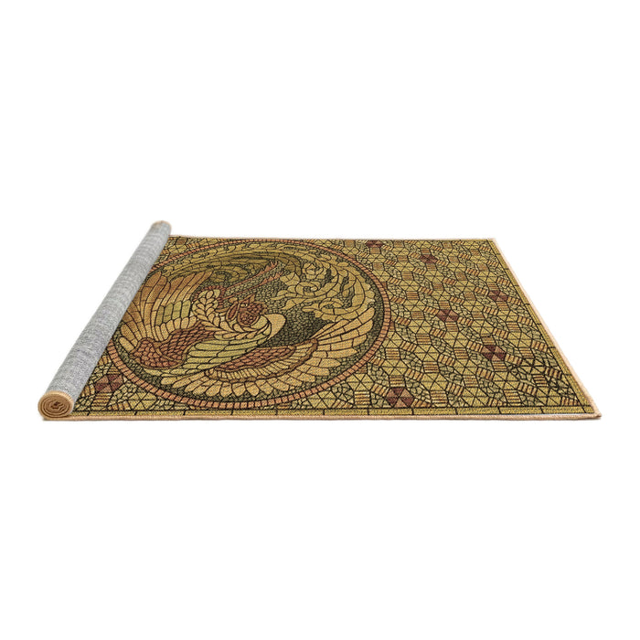 Sideview of Machine Washable Transitional Yellow Rug, wshpat3940brn