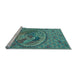 Sideview of Machine Washable Transitional Turquoise Green Rug, wshpat3940lblu