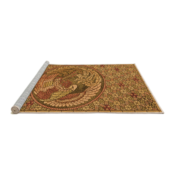 Sideview of Machine Washable Transitional Saddle Brown Rug, wshpat3940org