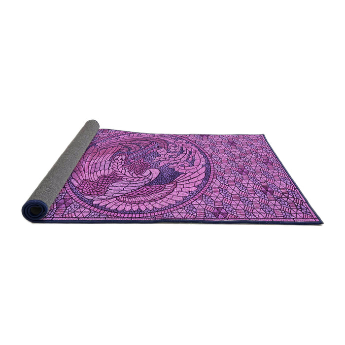 Thickness of Patterned Dark Magenta Purple Rug, pat3940pur