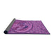 Thickness of Patterned Dark Magenta Purple Rug, pat3940pur