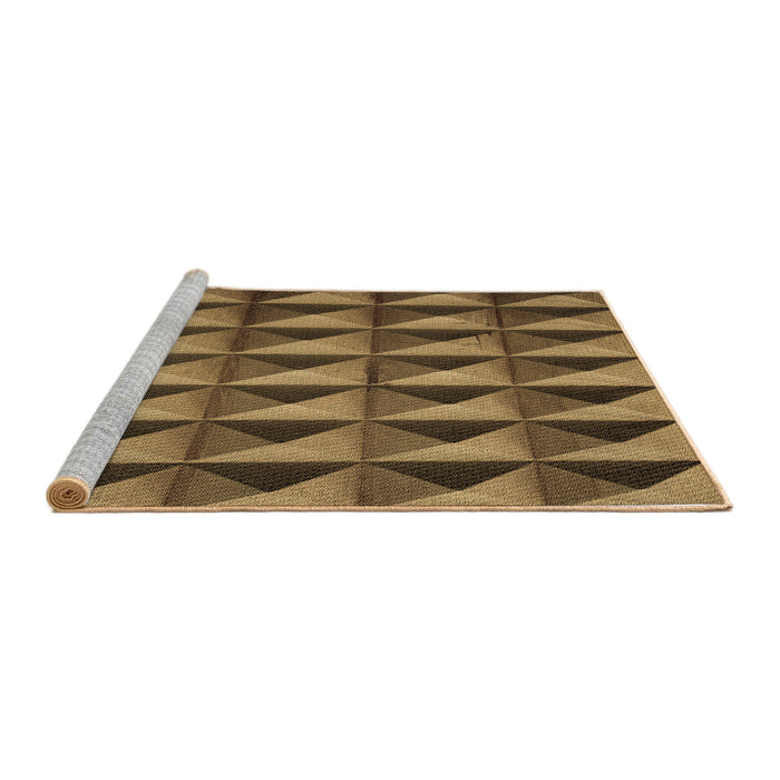 Sideview of Machine Washable Transitional Cinnamon Brown Rug, wshpat3941brn