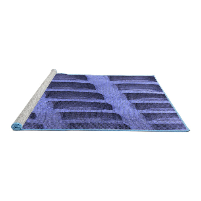 Sideview of Machine Washable Transitional Light Slate Blue Rug, wshpat3942blu