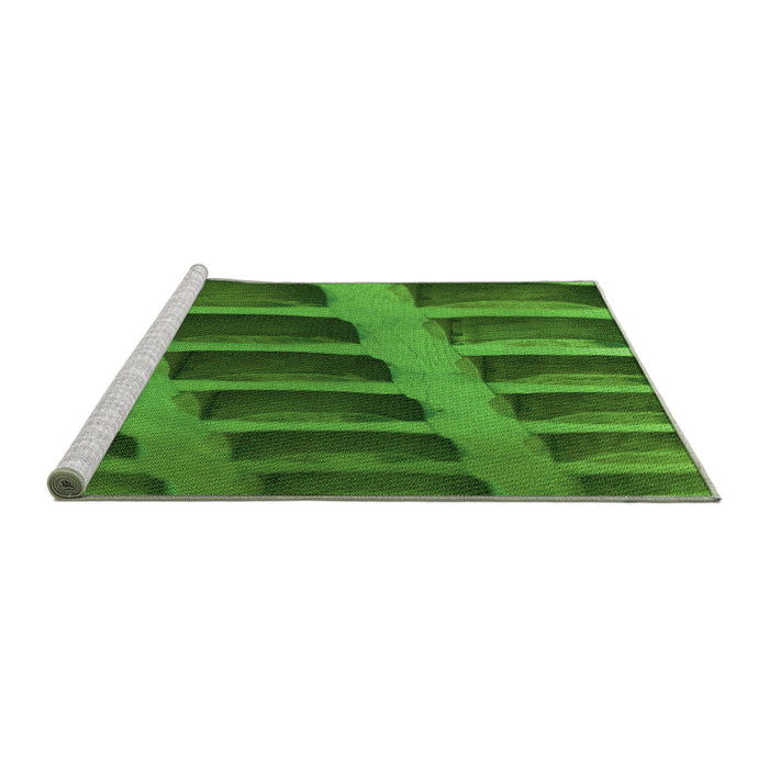 Sideview of Machine Washable Transitional Deep Emerald Green Rug, wshpat3942grn