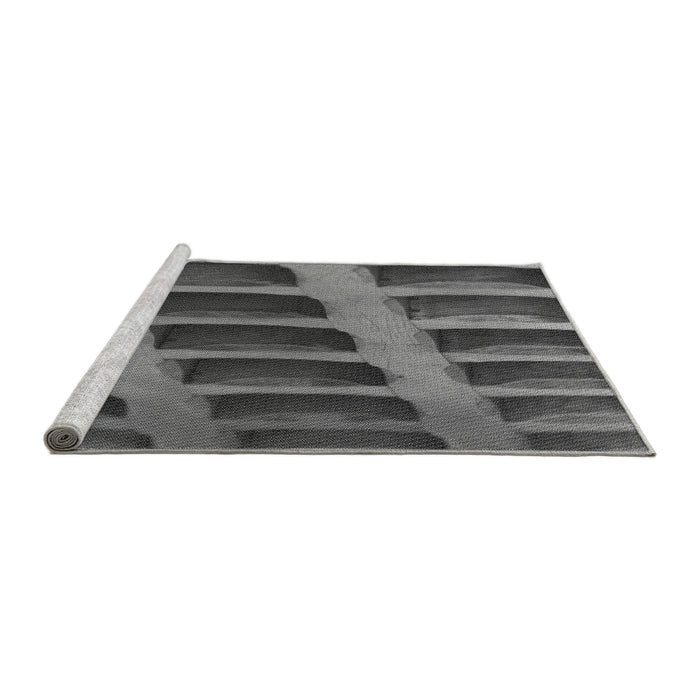 Sideview of Machine Washable Transitional Black Rug, wshpat3942gry