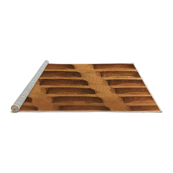 Sideview of Machine Washable Transitional Neon Orange Rug, wshpat3942org