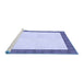 Sideview of Machine Washable Transitional Blue Rug, wshpat3944blu