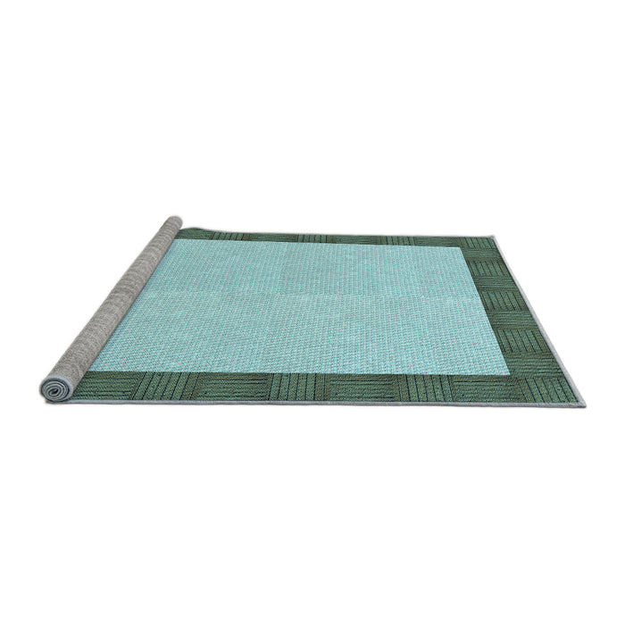 Sideview of Machine Washable Transitional Green Rug, wshpat3944lblu