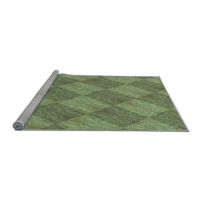 Sideview of Machine Washable Transitional Fern Green Rug, wshpat3949lblu
