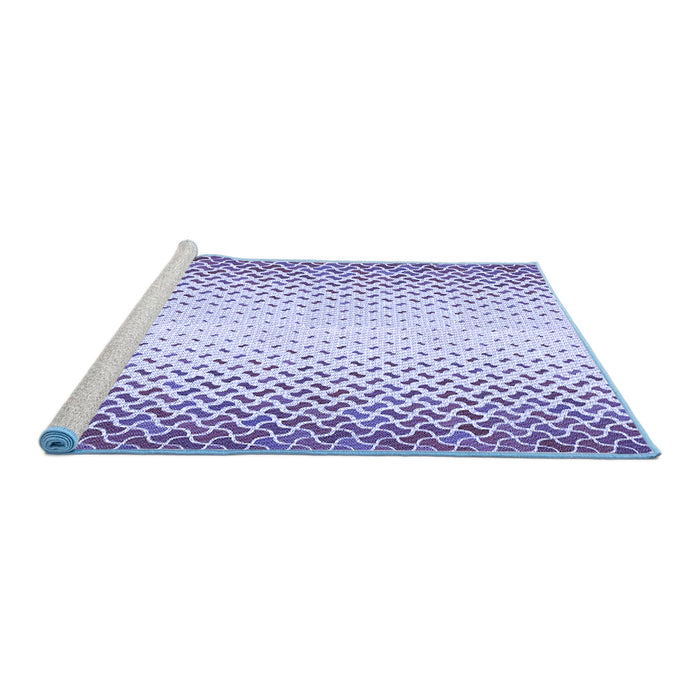 Sideview of Machine Washable Transitional Blue Rug, wshpat395blu