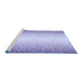 Sideview of Machine Washable Transitional Blue Rug, wshpat395blu