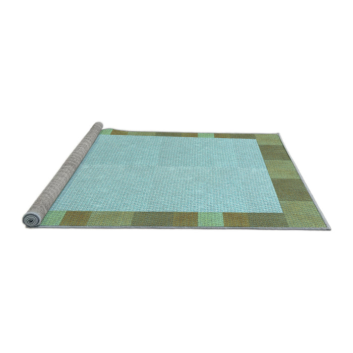 Sideview of Machine Washable Transitional Green Rug, wshpat3954lblu