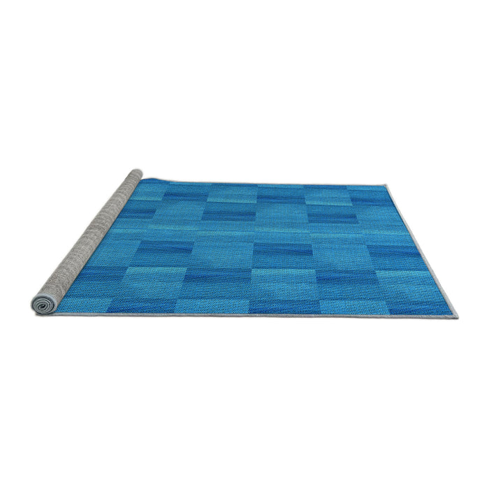 Sideview of Machine Washable Transitional Neon Blue Rug, wshpat3955lblu