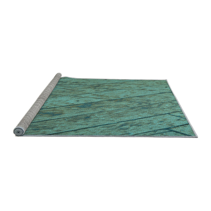Sideview of Machine Washable Transitional Sea Green Rug, wshpat3958lblu