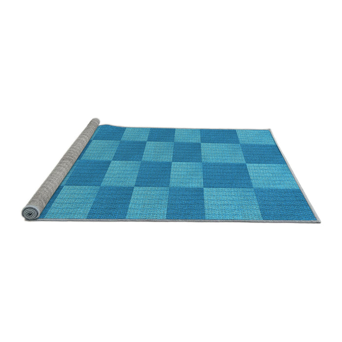 Sideview of Machine Washable Transitional Neon Blue Rug, wshpat3959lblu