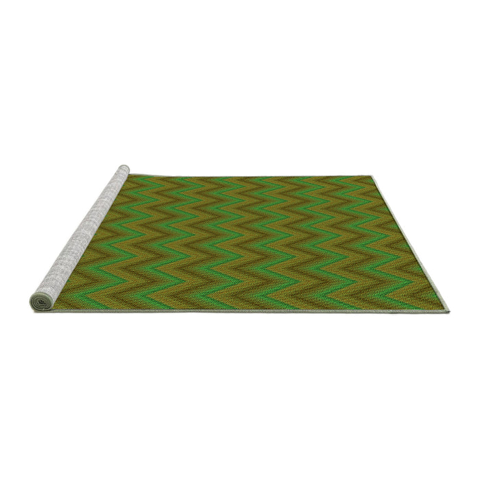 Sideview of Machine Washable Transitional Dark Lime Green Rug, wshpat396grn