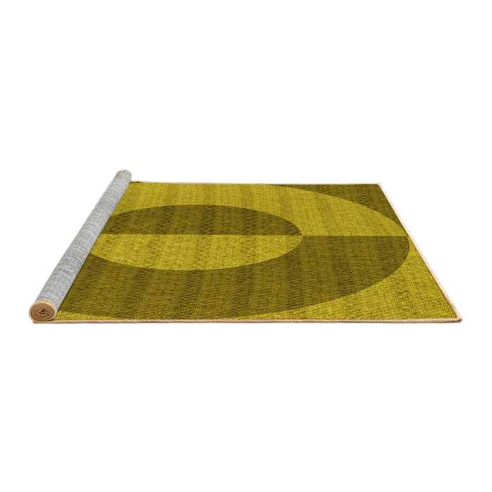 Sideview of Machine Washable Transitional Dark Yellow Green Rug, wshpat3960yw