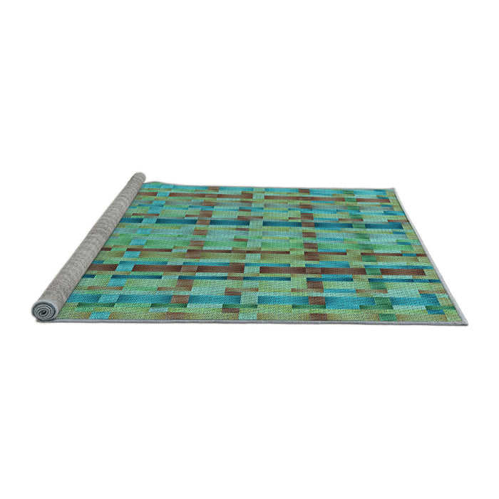 Sideview of Machine Washable Transitional Turquoise Green Rug, wshpat3962lblu