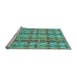 Sideview of Machine Washable Transitional Turquoise Green Rug, wshpat3962lblu