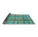 Thickness of Patterned Turquoise Green Rug, pat3962lblu