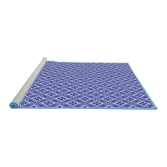 Sideview of Machine Washable Transitional Cobalt Blue Rug, wshpat3965blu