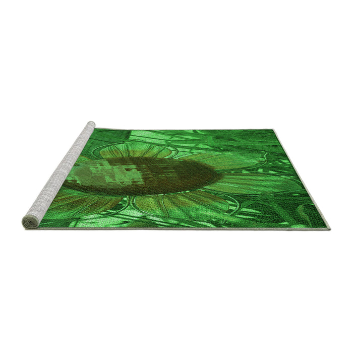 Sideview of Machine Washable Transitional Green Rug, wshpat3966grn