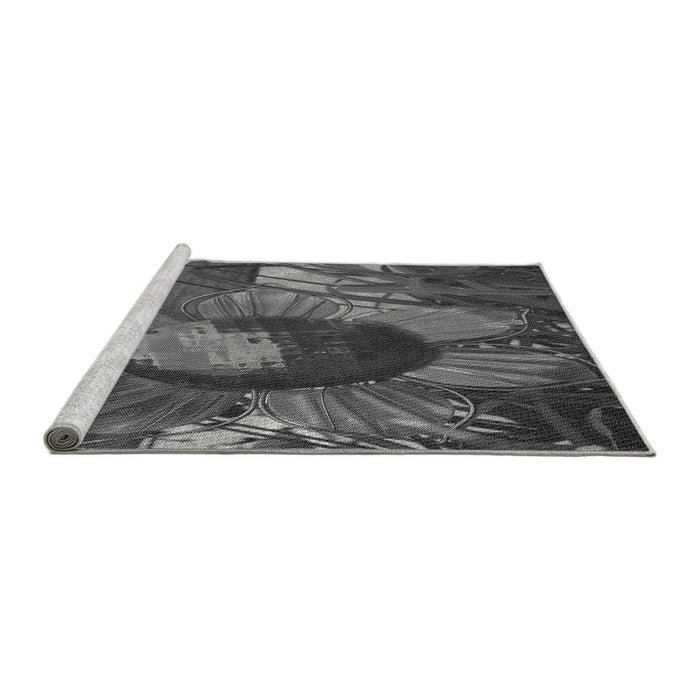 Sideview of Machine Washable Transitional Black Rug, wshpat3966gry