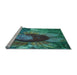 Sideview of Machine Washable Transitional Deep-Sea Green Rug, wshpat3966lblu