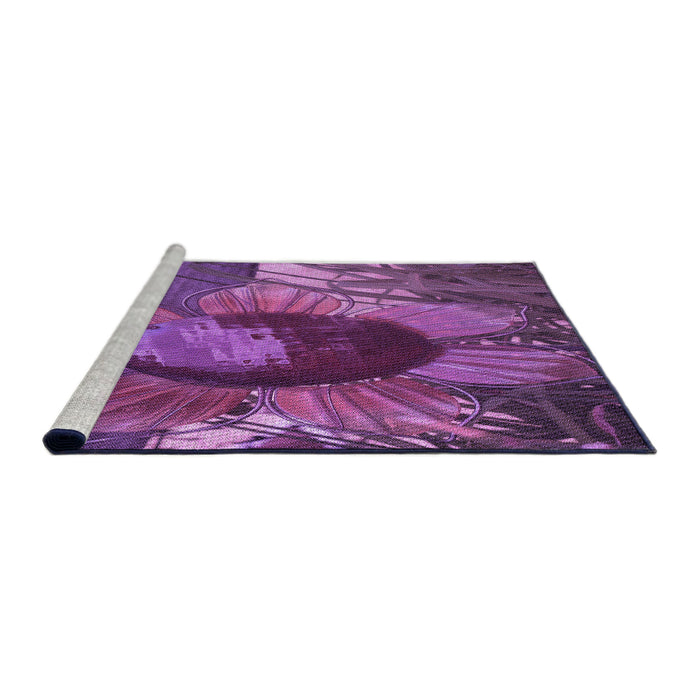 Sideview of Machine Washable Transitional Dark Magenta Purple Rug, wshpat3966pur