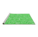 Sideview of Machine Washable Transitional Neon Green Rug, wshpat3968grn