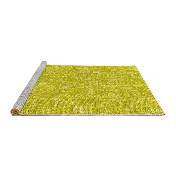 Sideview of Machine Washable Transitional Yellow Rug, wshpat3968yw