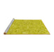 Sideview of Machine Washable Transitional Yellow Rug, wshpat3968yw