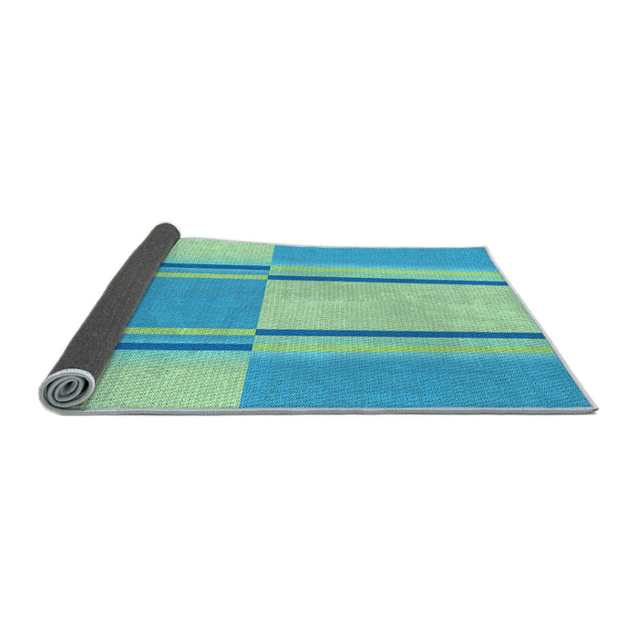 Thickness of Patterned Dark Turquoise Green Rug, pat3970lblu