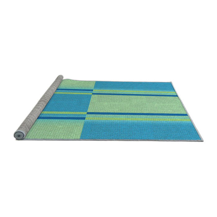 Sideview of Machine Washable Transitional Dark Turquoise Green Rug, wshpat3970lblu
