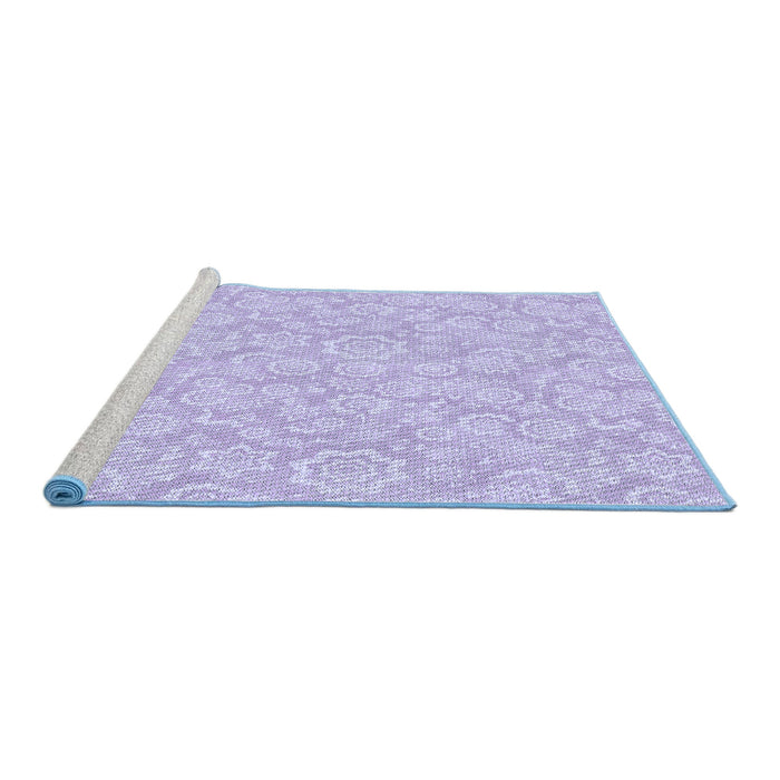 Sideview of Machine Washable Transitional Purple Mimosa Purple Rug, wshpat3971blu
