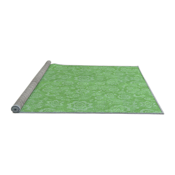 Sideview of Machine Washable Transitional Jade Green Rug, wshpat3971lblu
