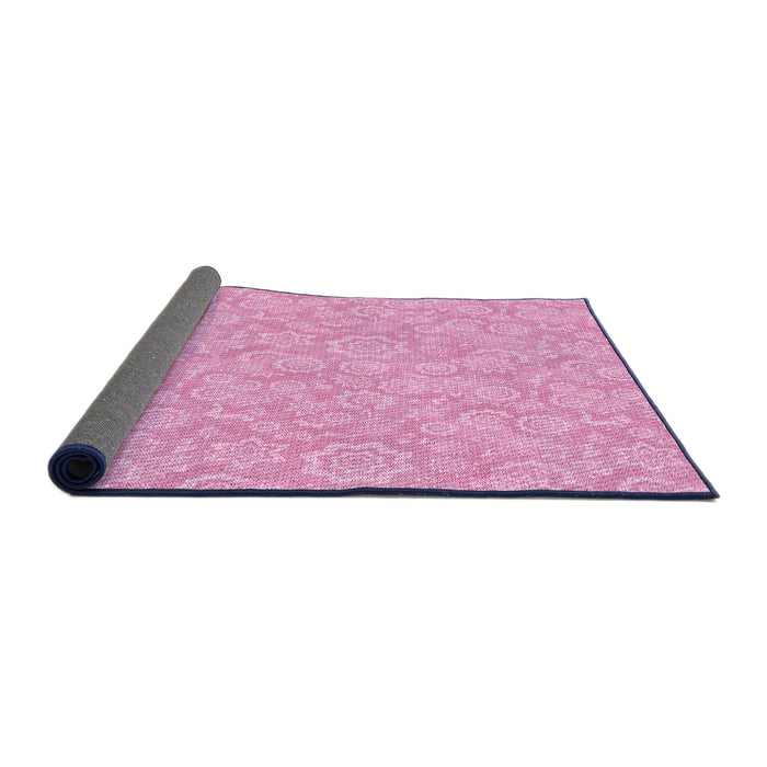 Thickness of Patterned Pastel Purple Pink Rug, pat3971pur