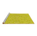 Sideview of Machine Washable Transitional Yellow Rug, wshpat3971yw
