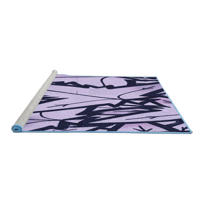 Sideview of Machine Washable Transitional Blue Rug, wshpat3973blu