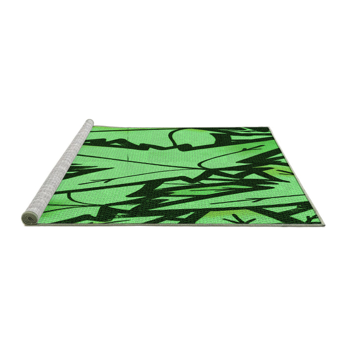 Sideview of Machine Washable Transitional Deep Emerald Green Rug, wshpat3973grn
