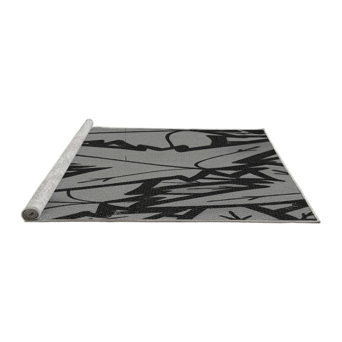 Sideview of Machine Washable Transitional Gunmetal Gray Rug, wshpat3973gry