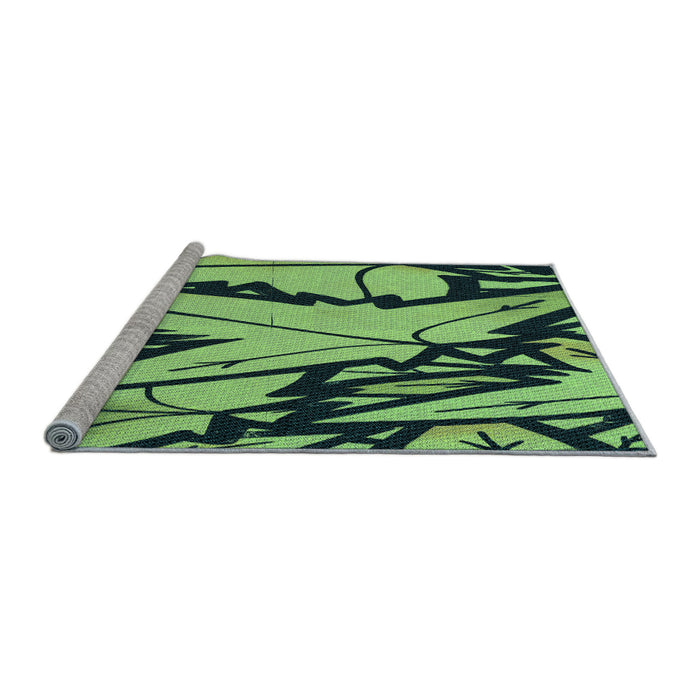 Sideview of Machine Washable Transitional Dark Slate Grey Green Rug, wshpat3973lblu