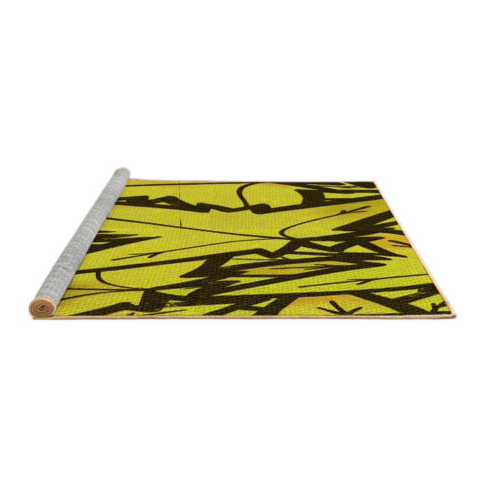 Sideview of Machine Washable Transitional Golden Yellow Rug, wshpat3973yw