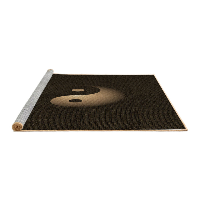 Sideview of Machine Washable Transitional Black Rug, wshpat3975brn