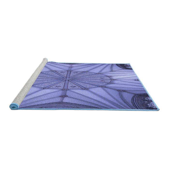 Sideview of Machine Washable Transitional Deep Periwinkle Purple Rug, wshpat3976blu